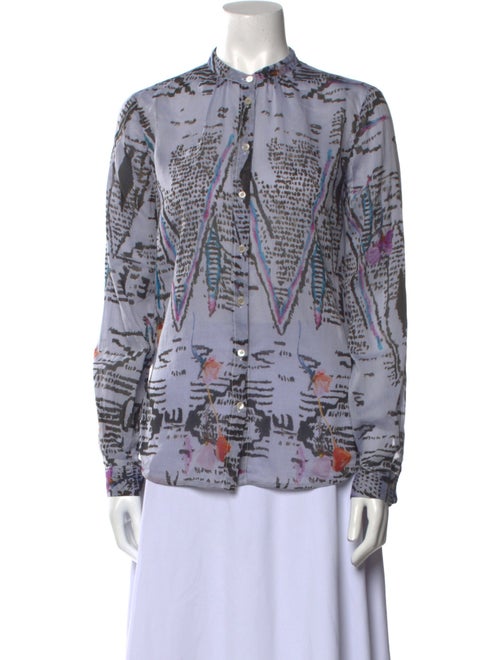 forte_forte Printed Mock Neck Button-Up Top