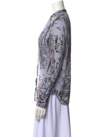 forte_forte Printed Mock Neck Button-Up Top