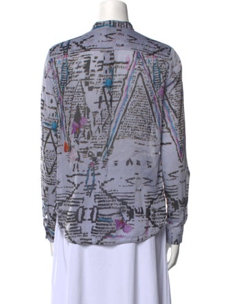 forte_forte Printed Mock Neck Button-Up Top