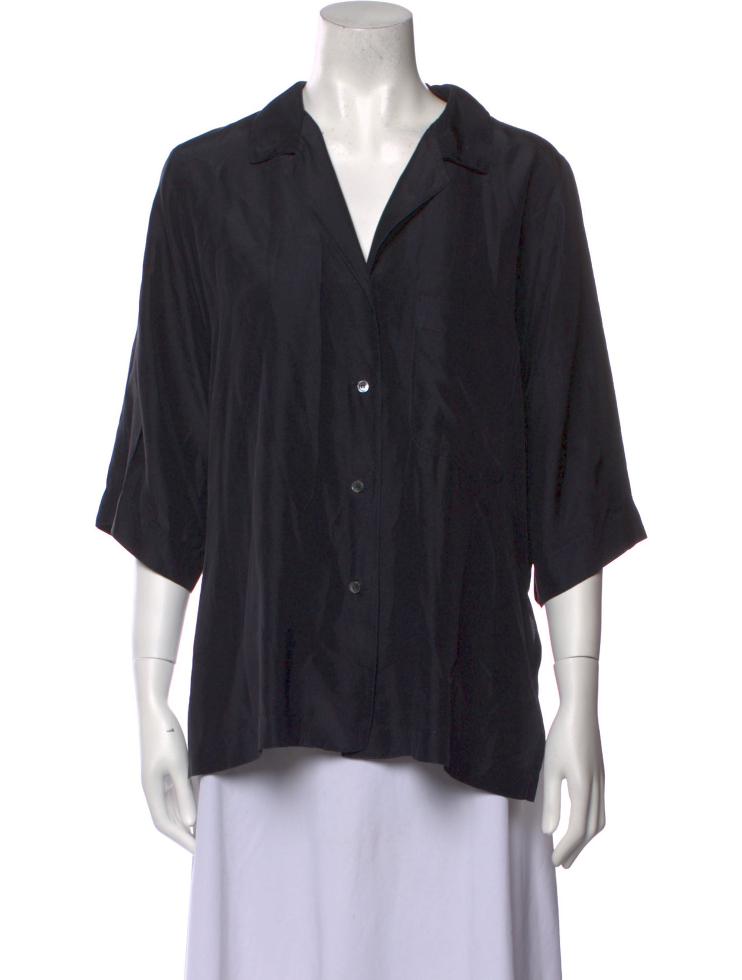 forte_forte Silk Square Neckline Button-Up Top