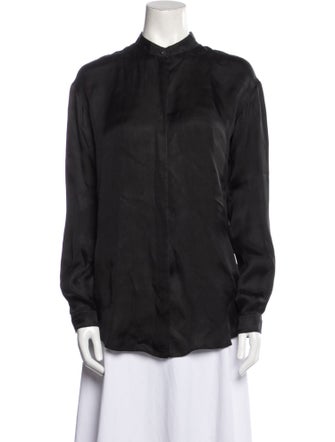 forte_forte Mock Neck Long Sleeve Button-Up Top