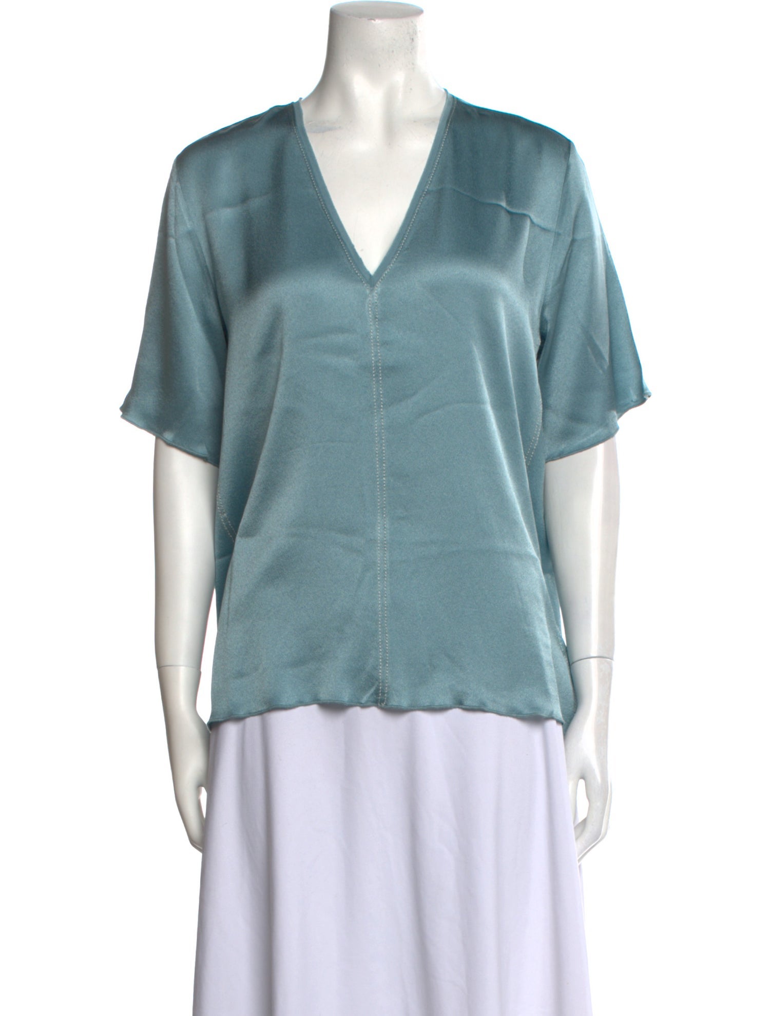 forte_forte V-Neck Short Sleeve Blouse