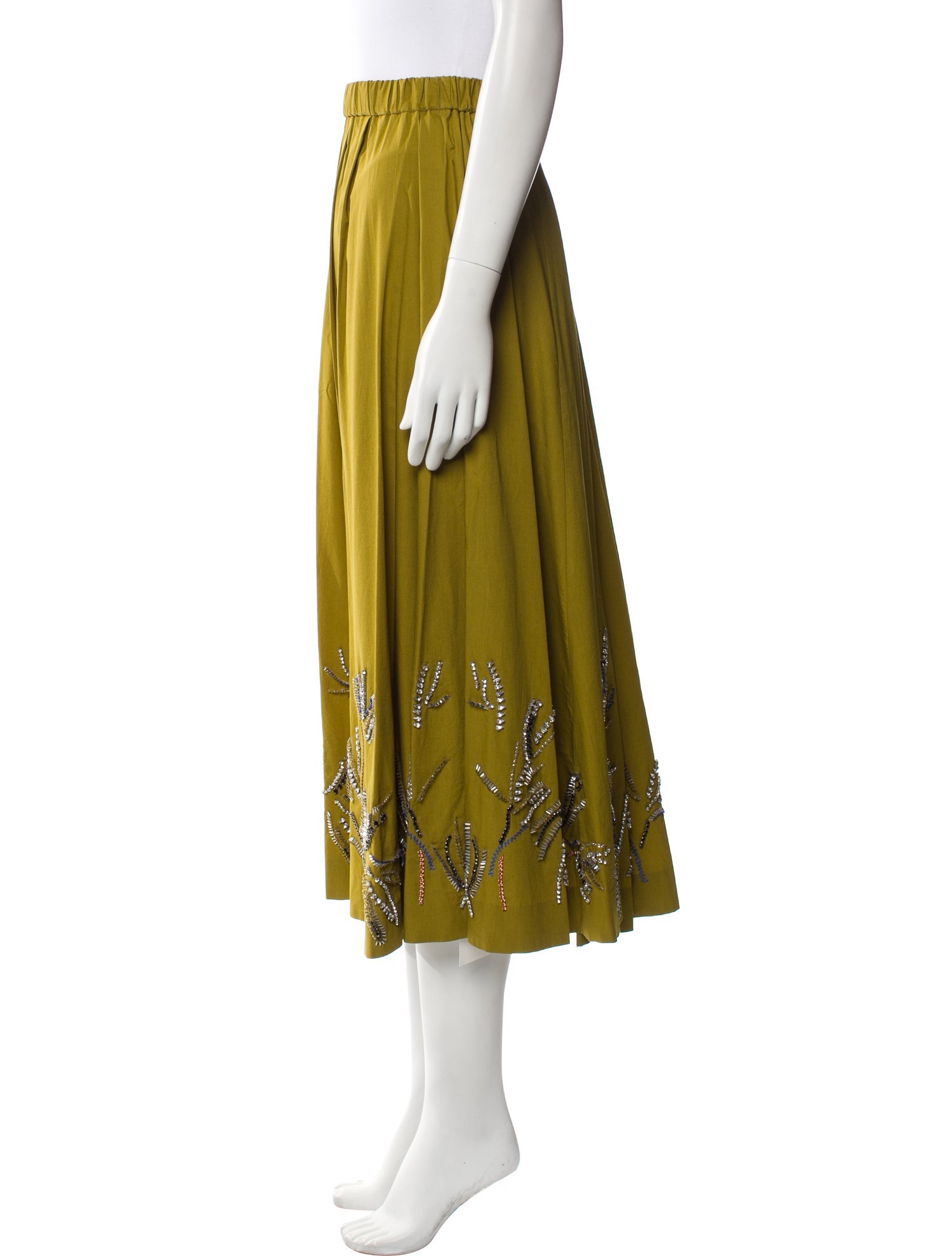 forte_forte Crystal Embellishments Midi Length Skirt w/ Tags