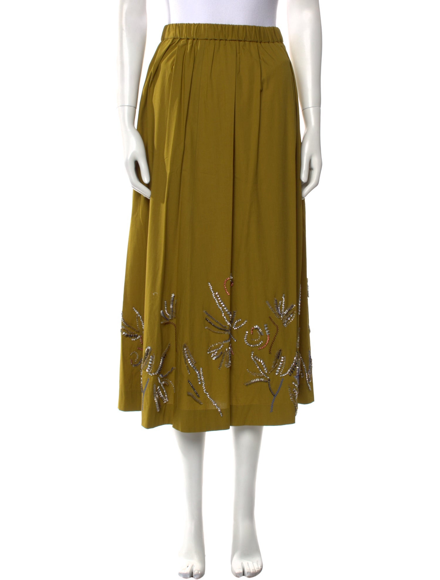 forte_forte Crystal Embellishments Midi Length Skirt