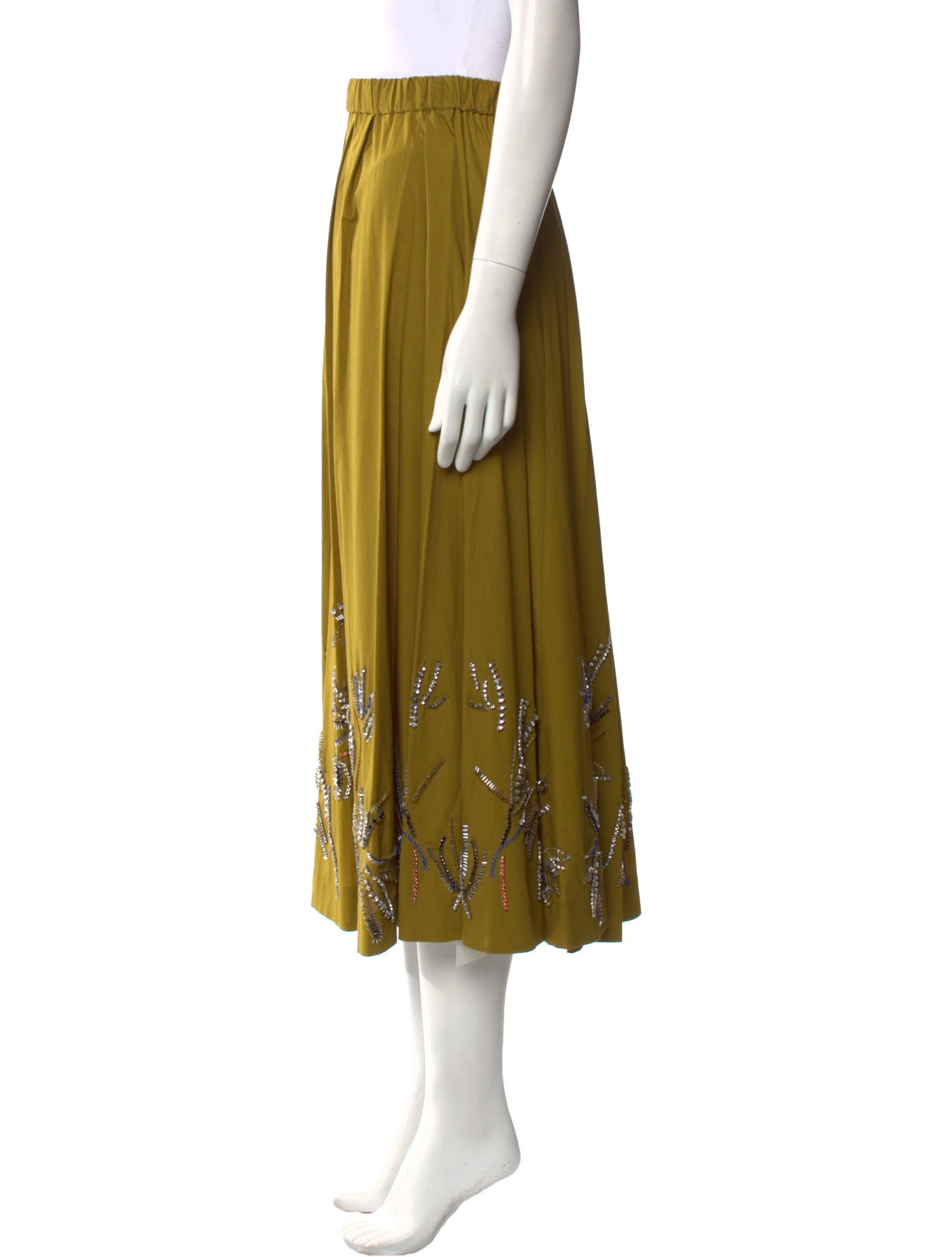 forte_forte Crystal Embellishments Midi Length Skirt
