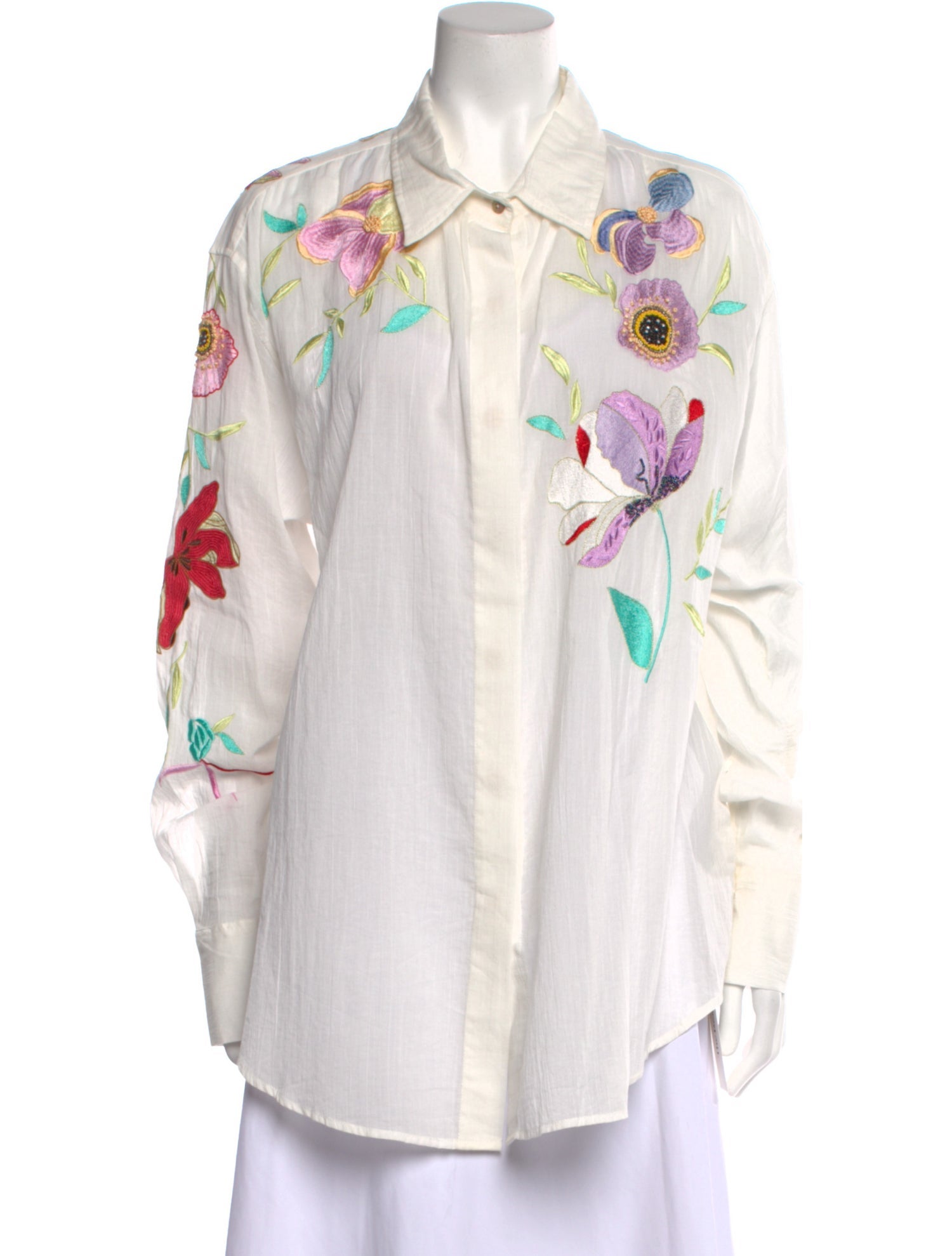 forte_forte Floral Print Long Sleeve Button-Up Top w/ Tags