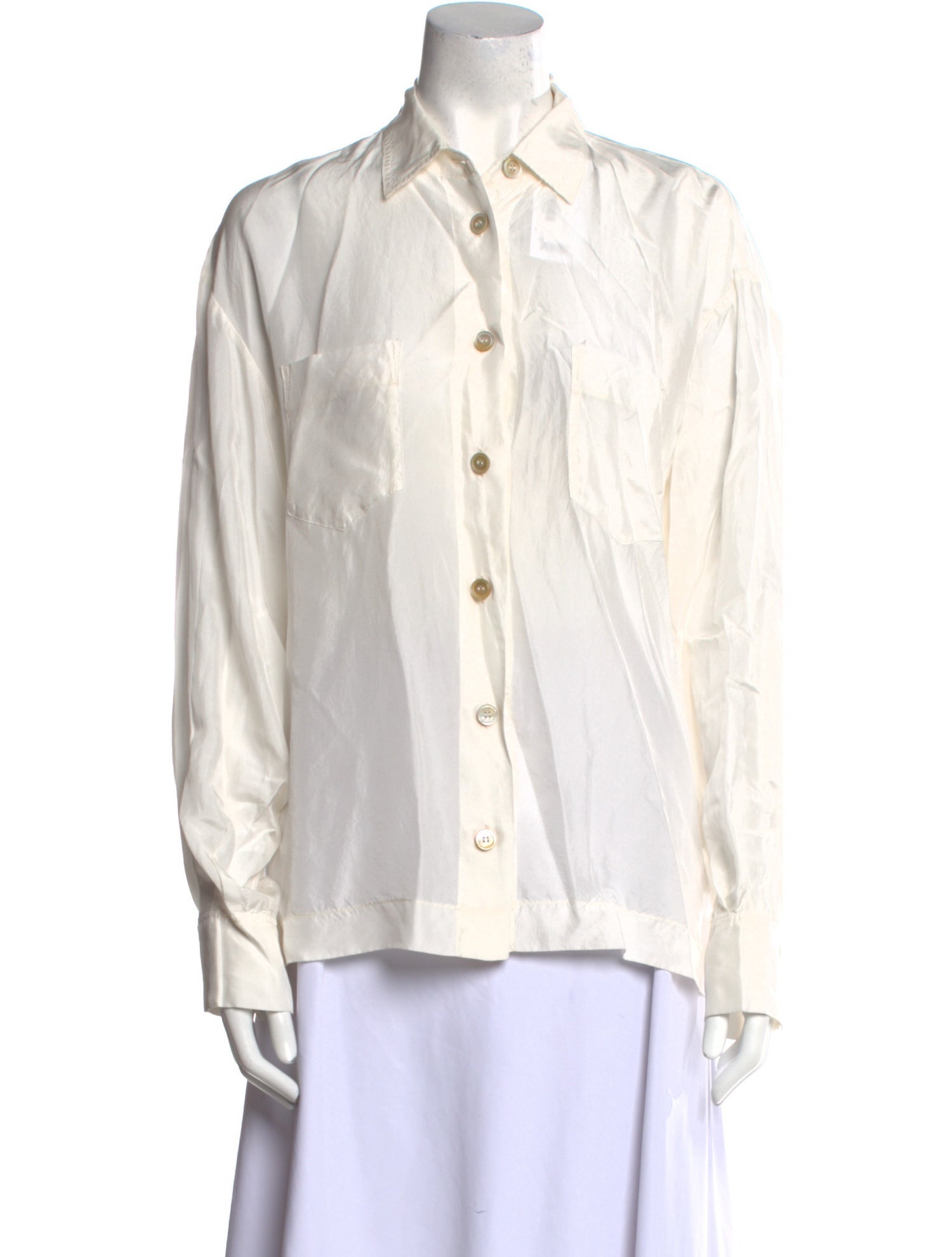 forte_forte Silk Long Sleeve Button-Up Top w/ Tags