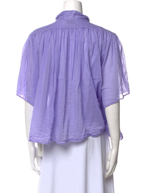 forte_forte Mock Neck Three-Quarter Sleeve Button-Up Top