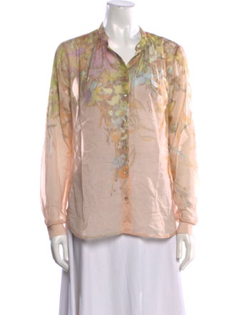 forte_forte Printed V-Neck Button-Up Top