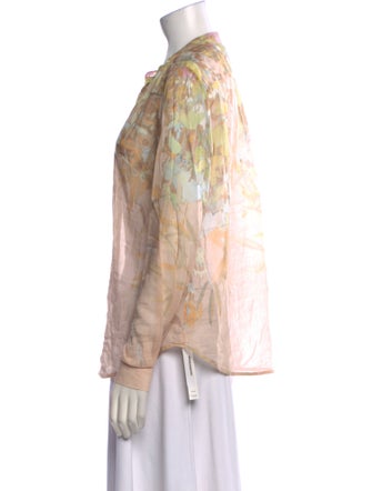 forte_forte Printed V-Neck Button-Up Top