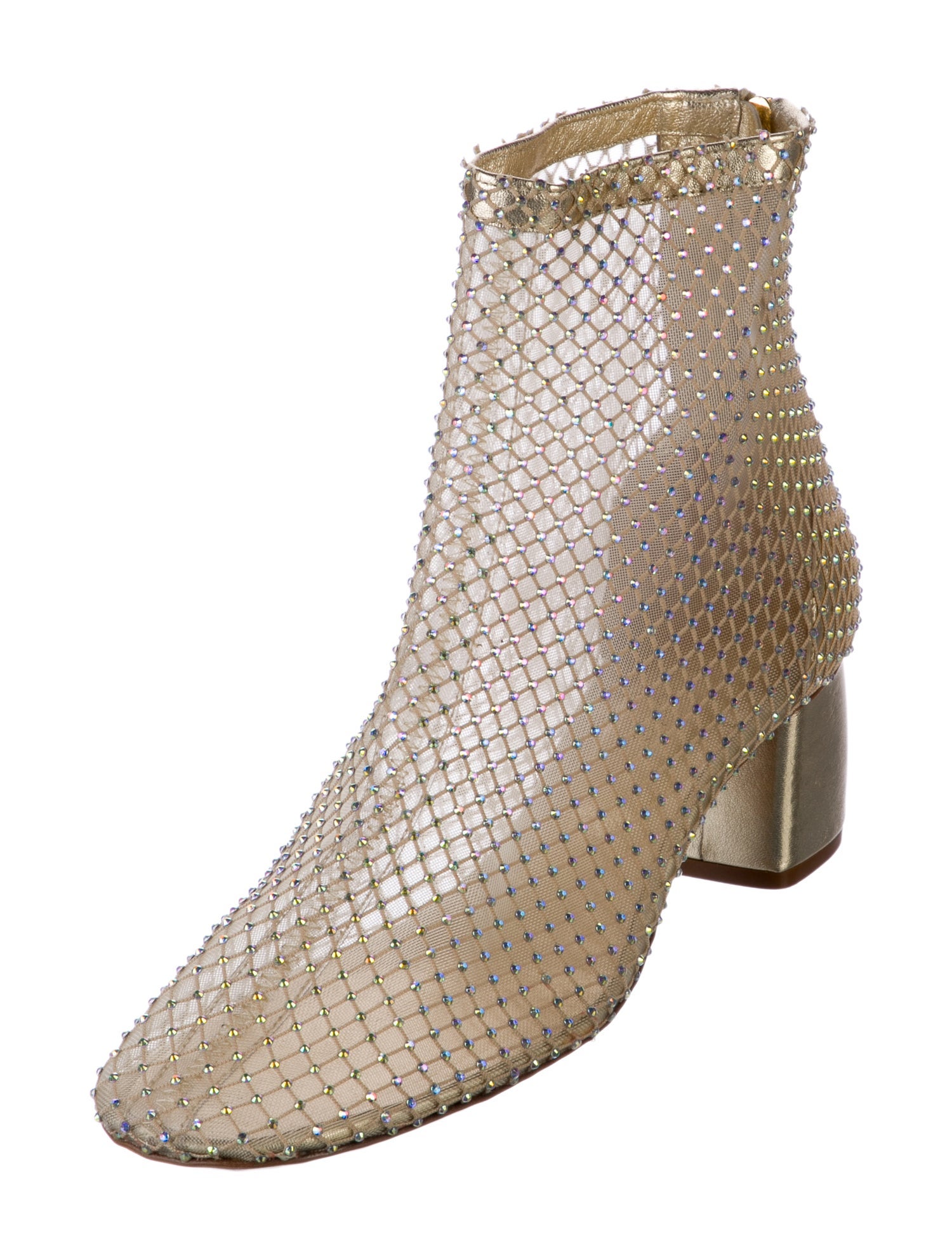 forte_forte Mesh Crystal Embellishments Boots