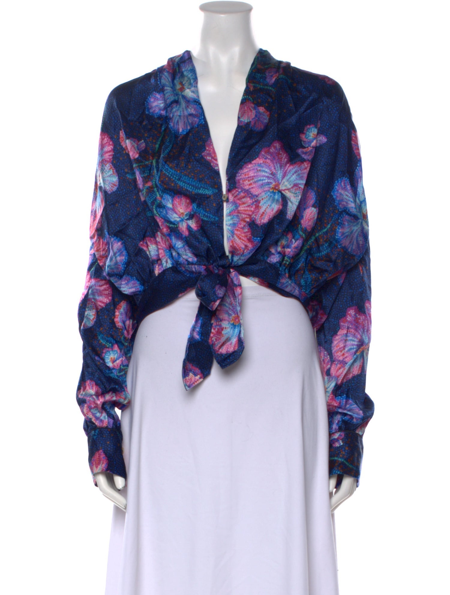 forte_forte Silk Floral Print Crop Top