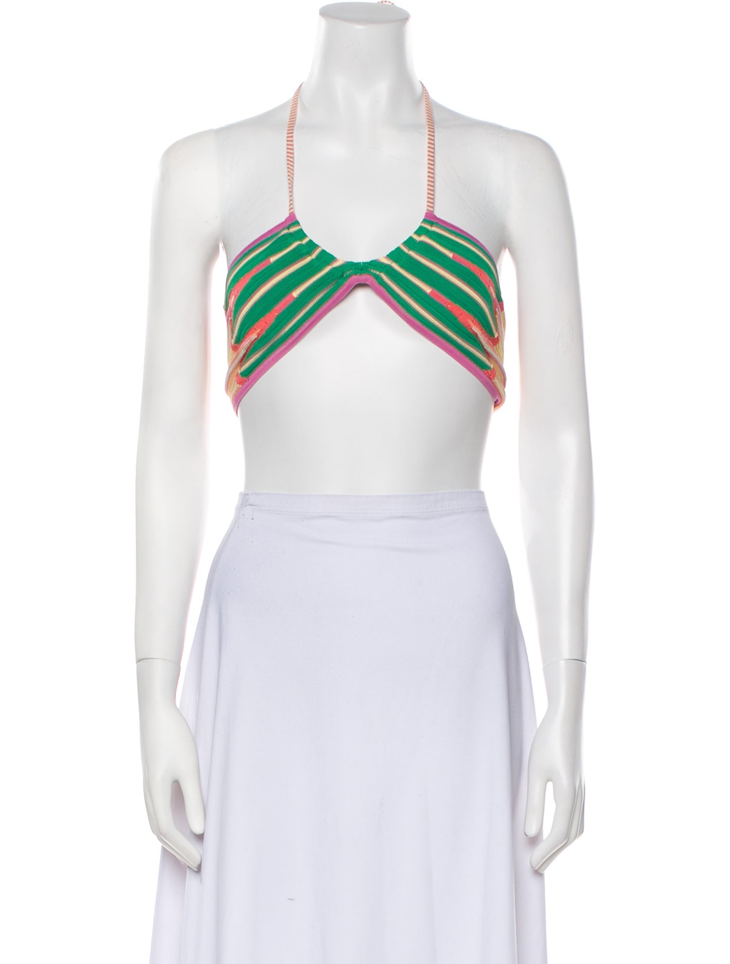 forte_forte Striped Halterneck Crop Top