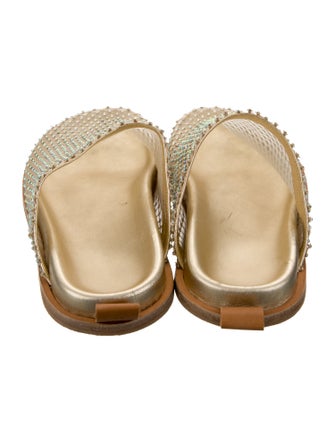 forte_forte Mesh Crystal Embellishments Mules