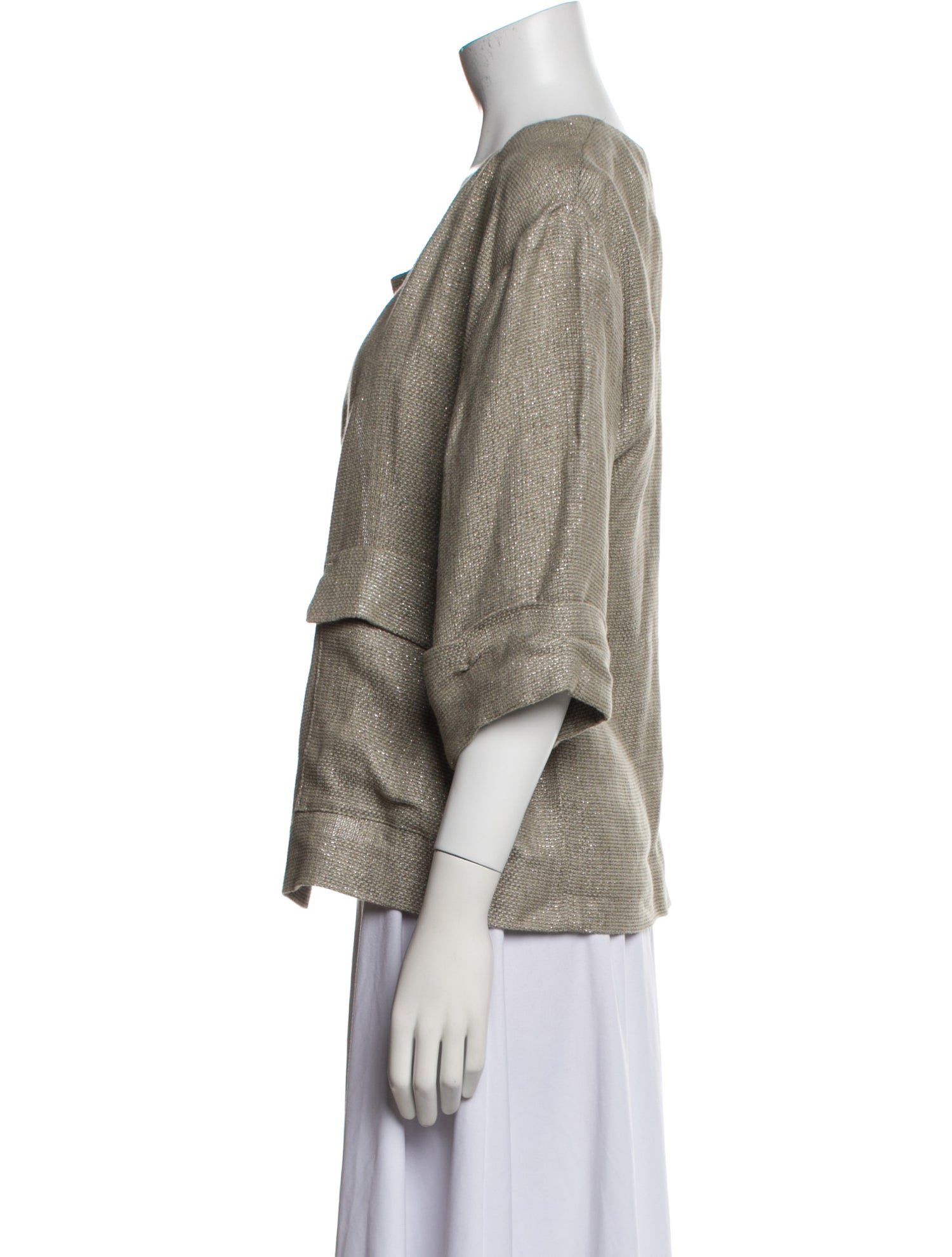 forte_forte Linen Tweed Pattern Evening Jacket