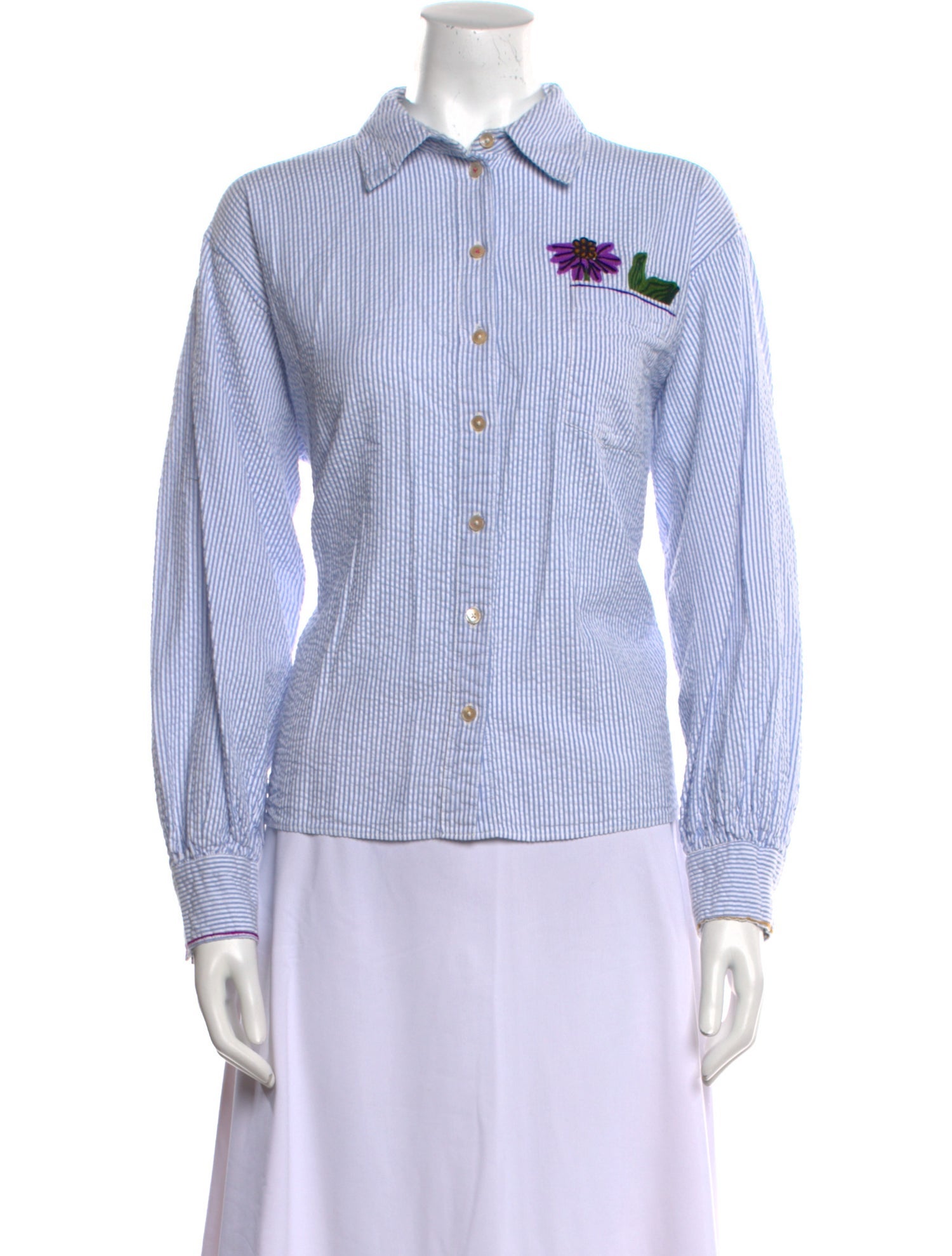 forte_forte Striped Long Sleeve Button-Up Top