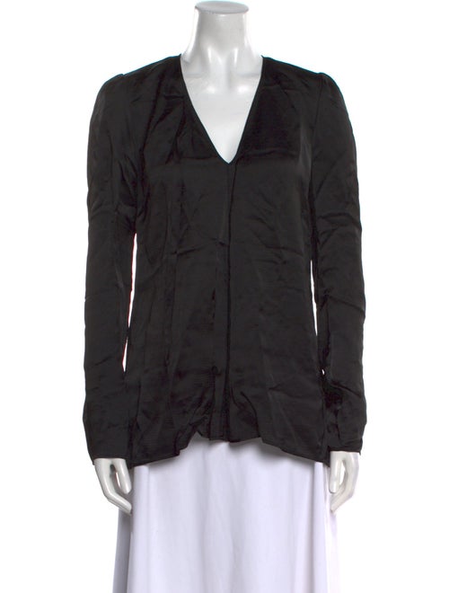 forte_forte V-Neck Long Sleeve Button-Up Top