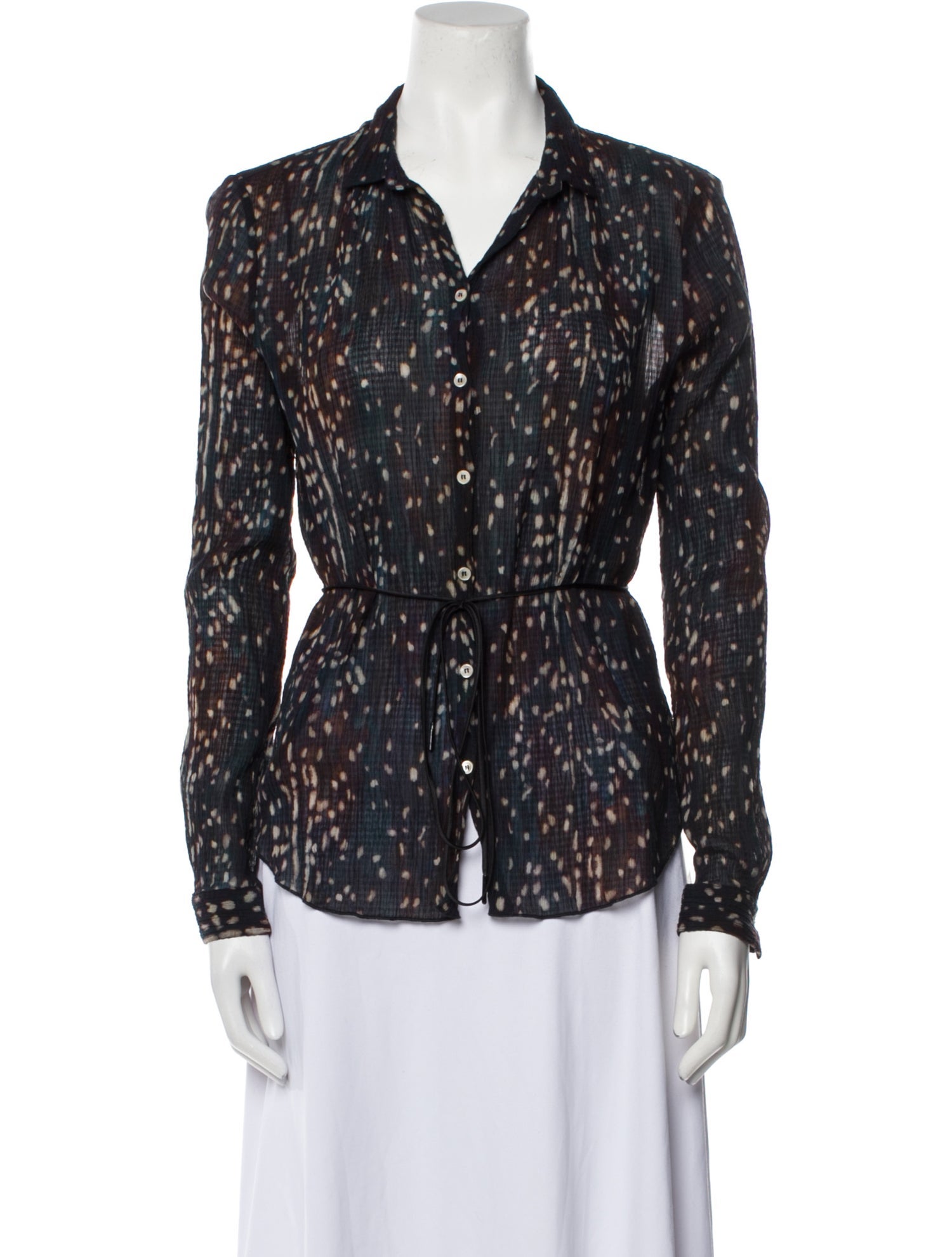 forte_forte Printed Long Sleeve Button-Up Top