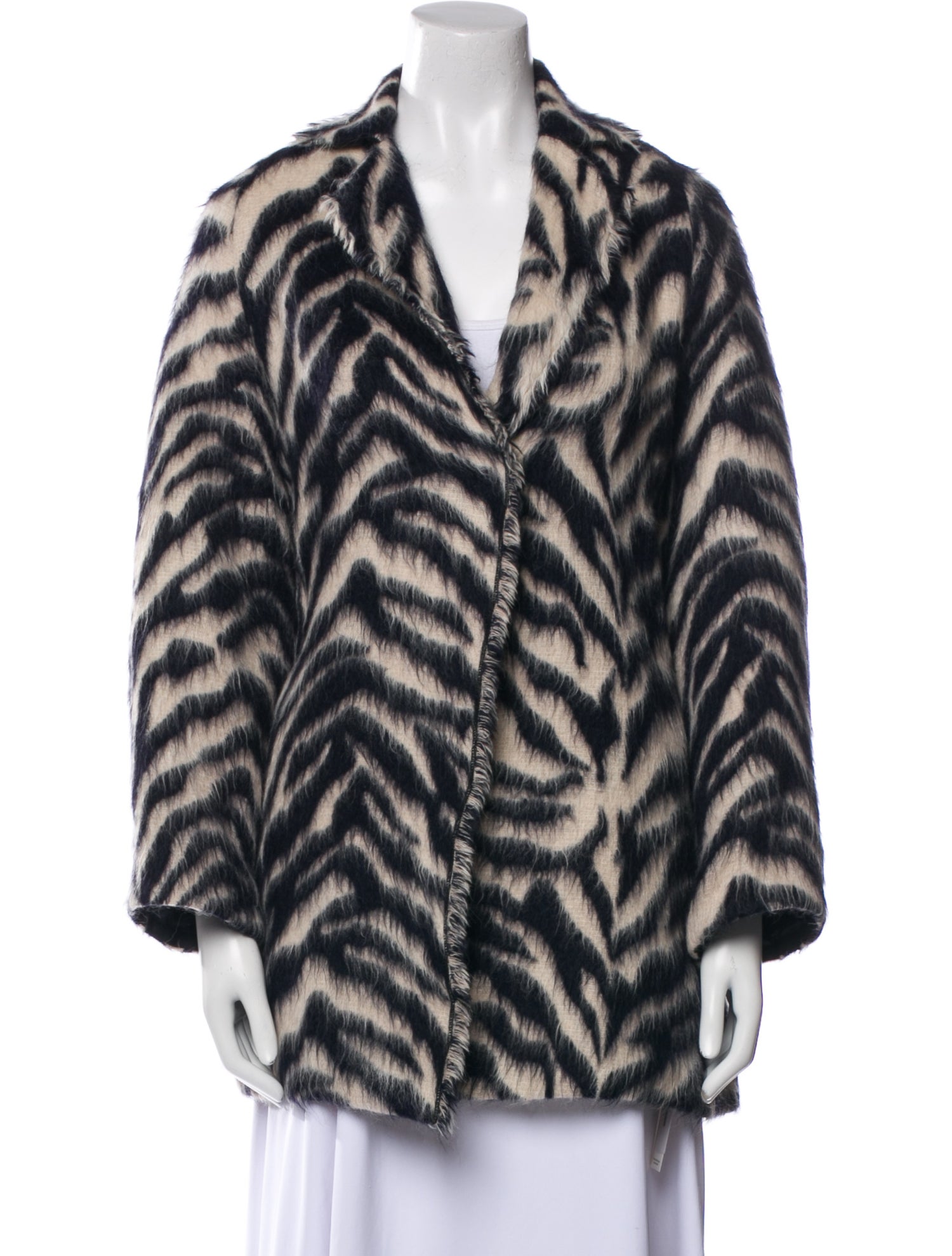 forte_forte Virgin Wool Animal Print Faux Fur Coat