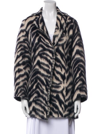 forte_forte Virgin Wool Animal Print Faux Fur Coat