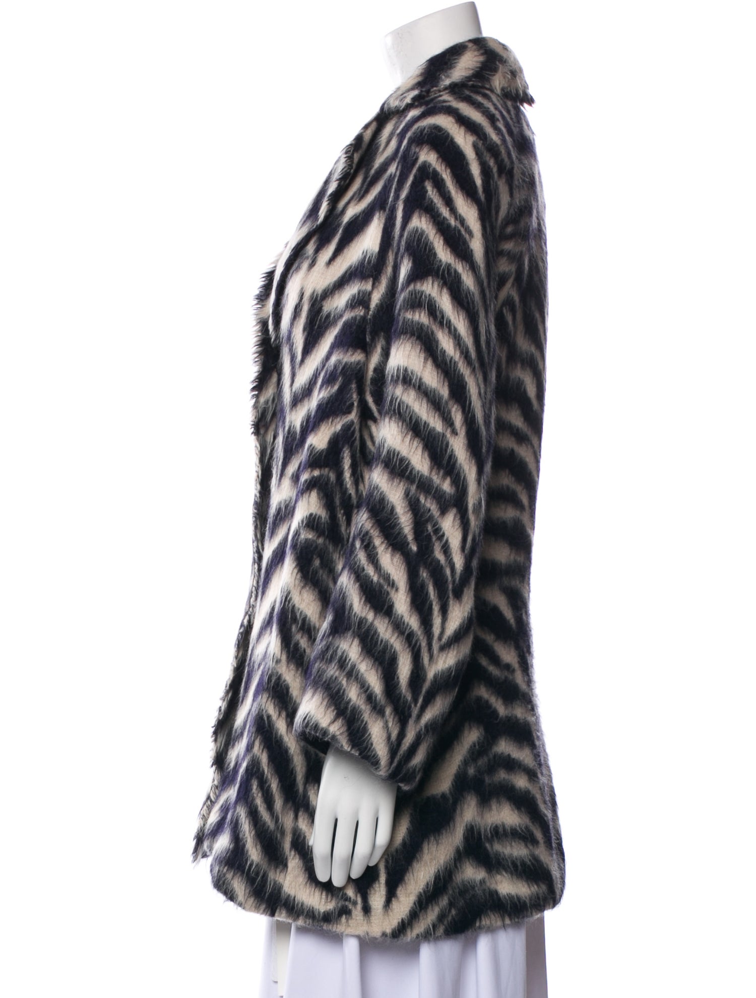 forte_forte Virgin Wool Animal Print Faux Fur Coat