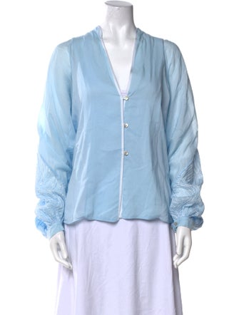 forte_forte V-Neck Long Sleeve Blouse