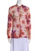 forte_forte Floral Print Mock Neck Button-Up Top