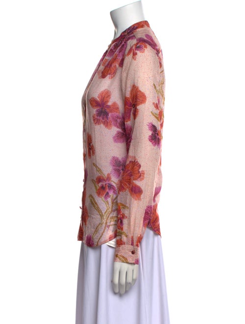 forte_forte Floral Print Mock Neck Button-Up Top