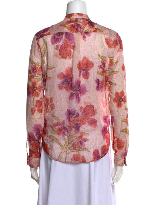forte_forte Floral Print Mock Neck Button-Up Top