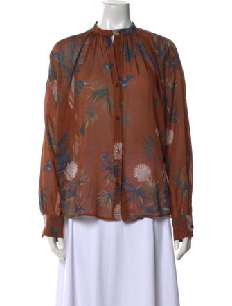 forte_forte Floral Print Mock Neck Blouse