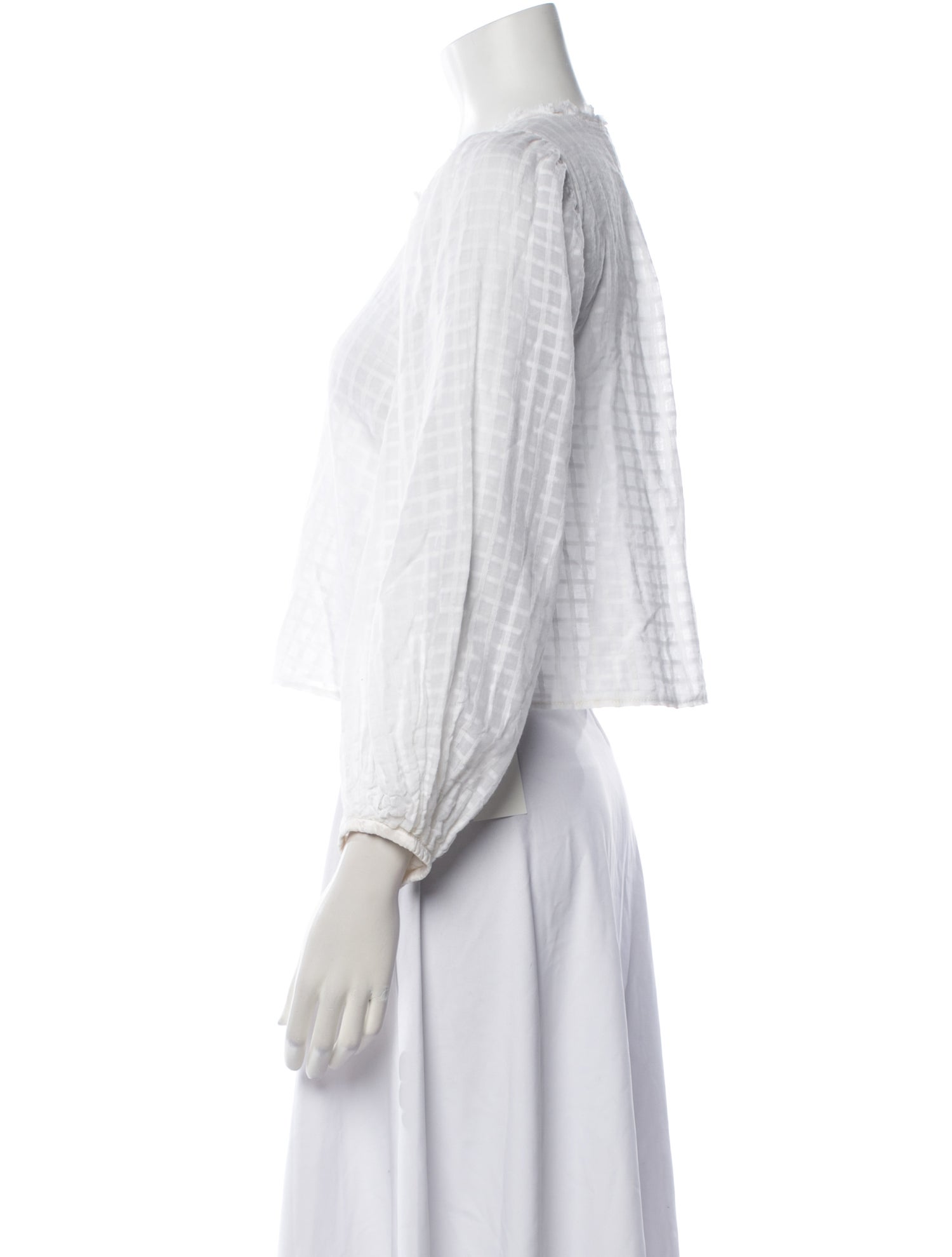 forte_forte Crew Neck Three-Quarter Sleeve Crop Top