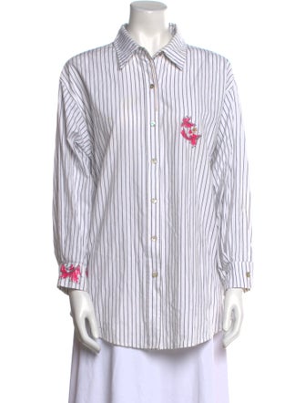forte_forte Striped Long Sleeve Button-Up Top