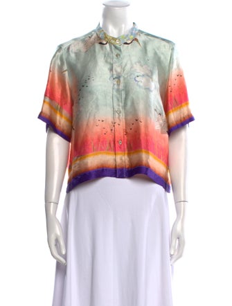 forte_forte Silk Printed Button-Up Top