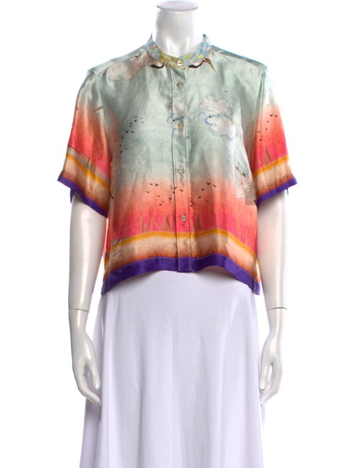 forte_forte Silk Printed Button-Up Top