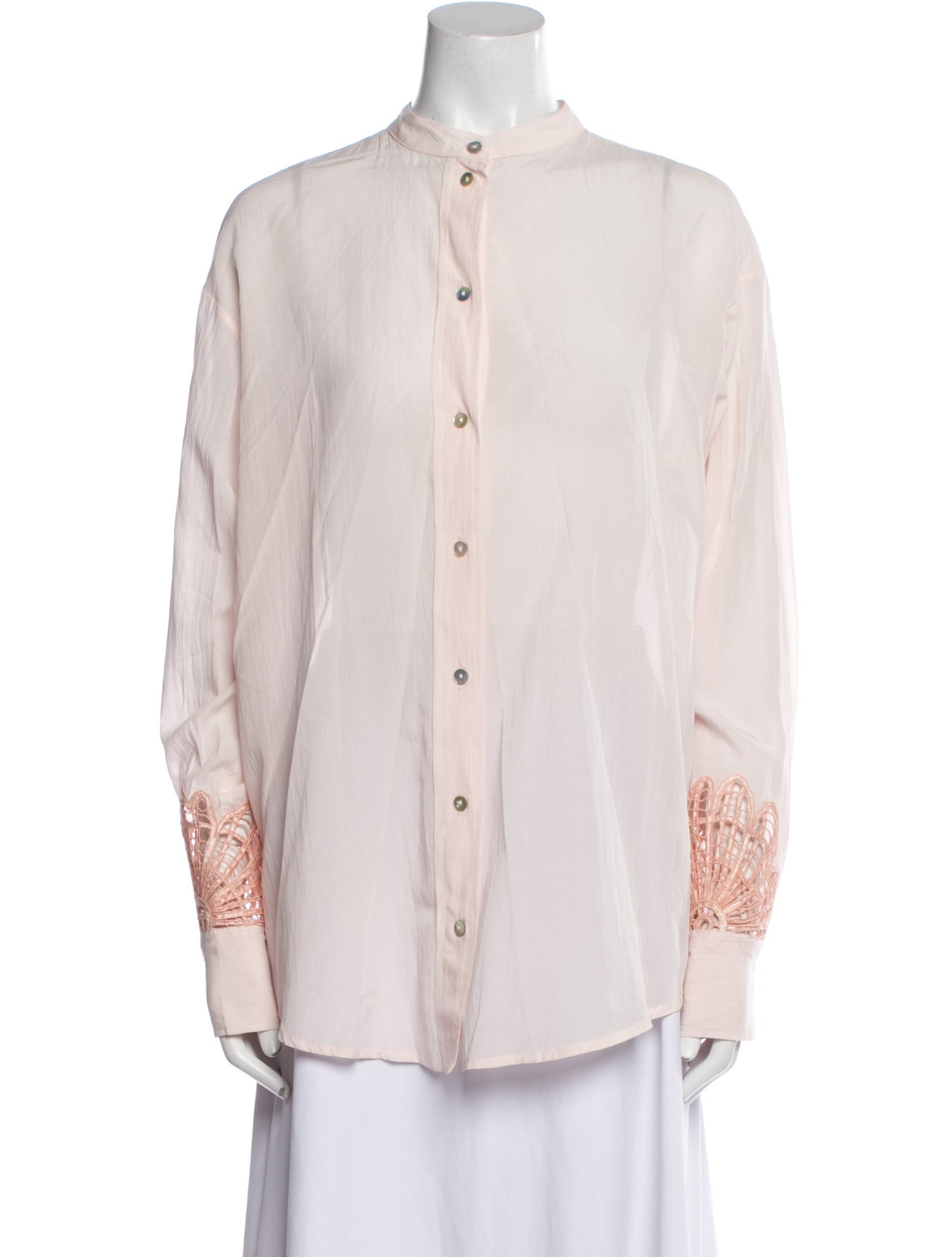 forte_forte Mock Neck Long Sleeve Button-Up Top w/ Tags