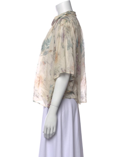 forte_forte Floral Print Three-Quarter Sleeve Blouse