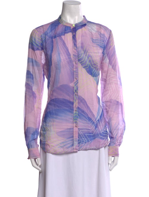 forte_forte Printed Mock Neck Button-Up Top