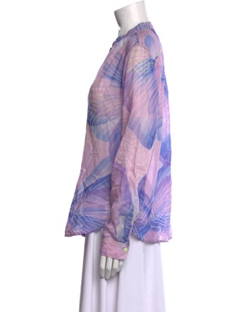 forte_forte Printed Mock Neck Button-Up Top