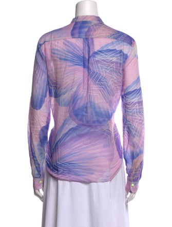 forte_forte Printed Mock Neck Button-Up Top