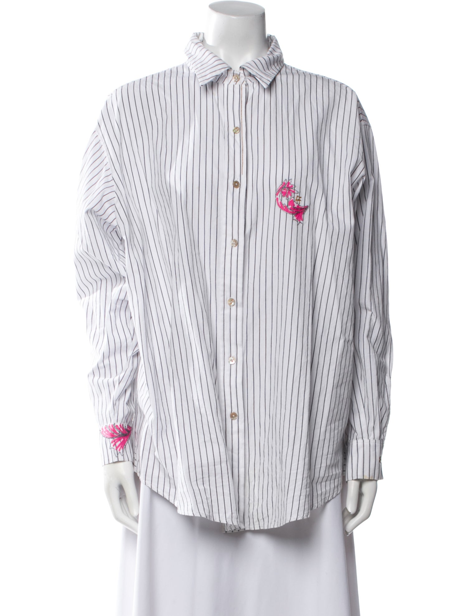 forte_forte Striped Long Sleeve Button-Up Top