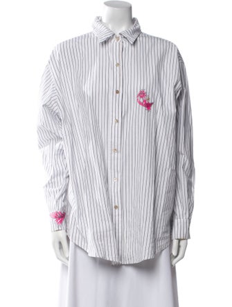 forte_forte Striped Long Sleeve Button-Up Top