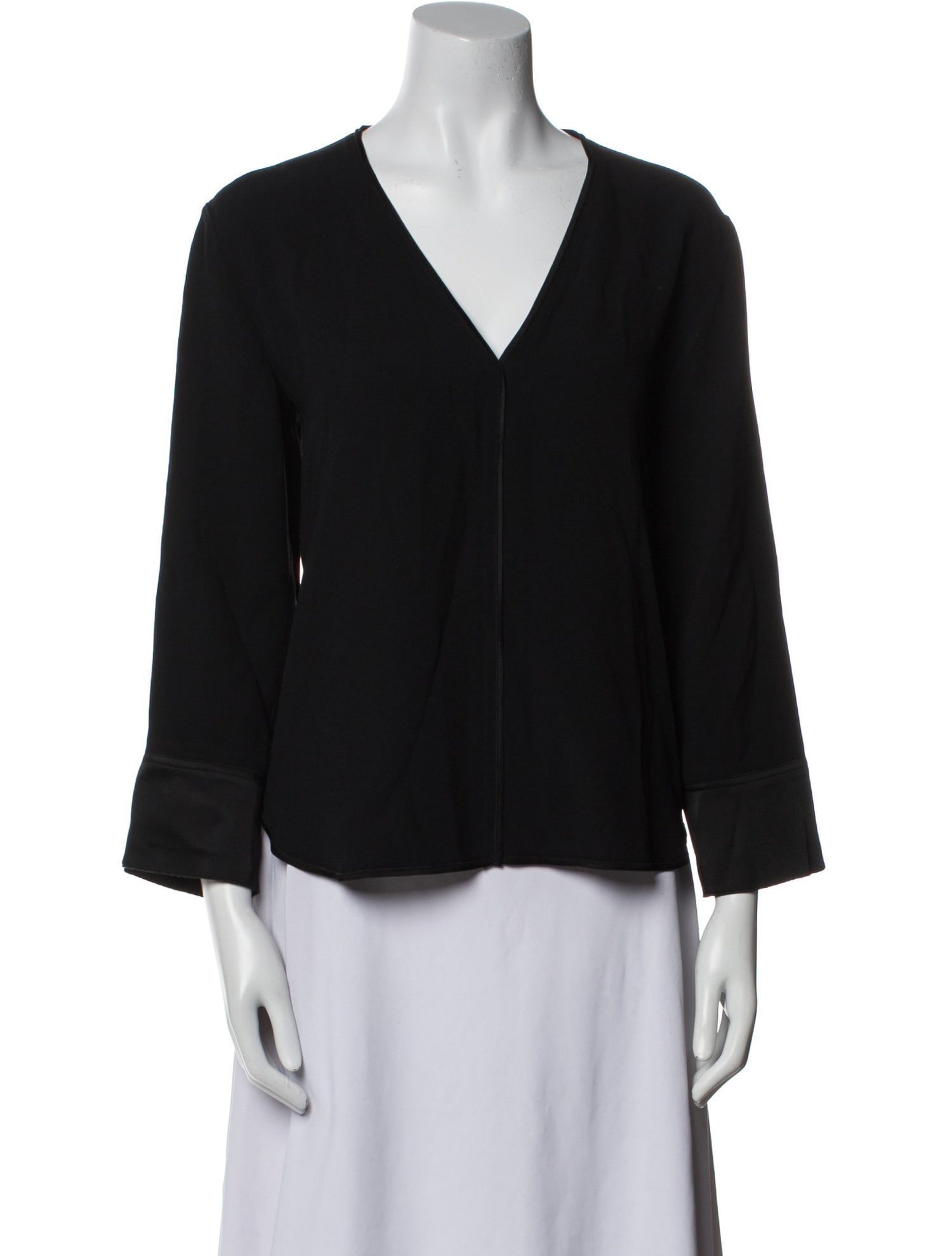 forte_forte V-Neck Three-Quarter Sleeve Blouse