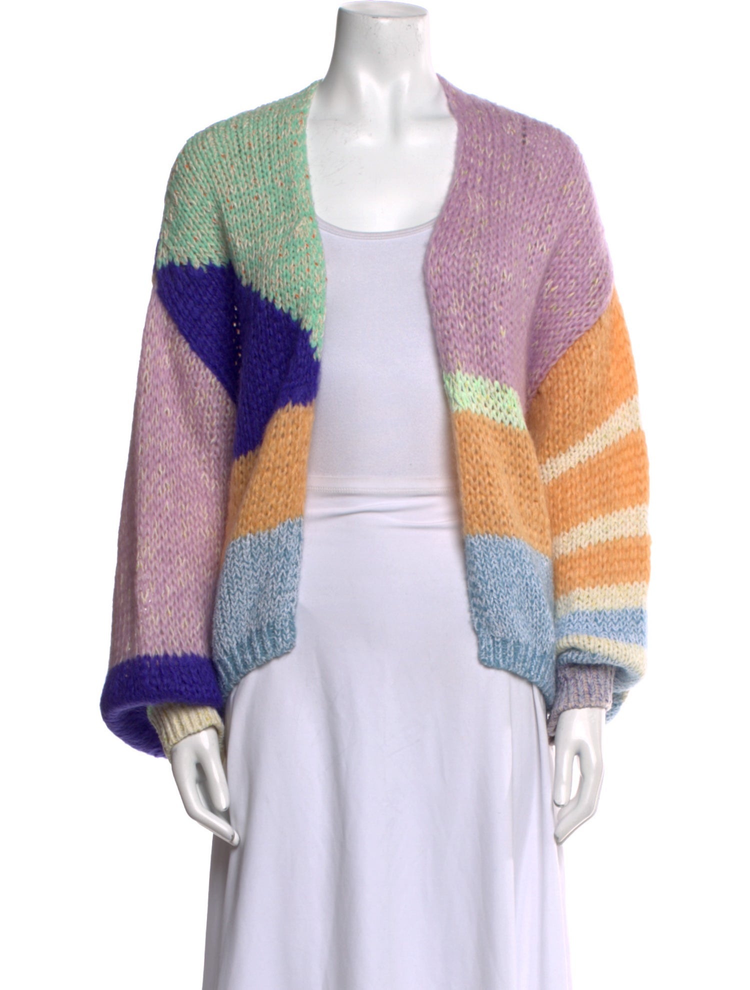 forte_forte Striped Open Front Sweater