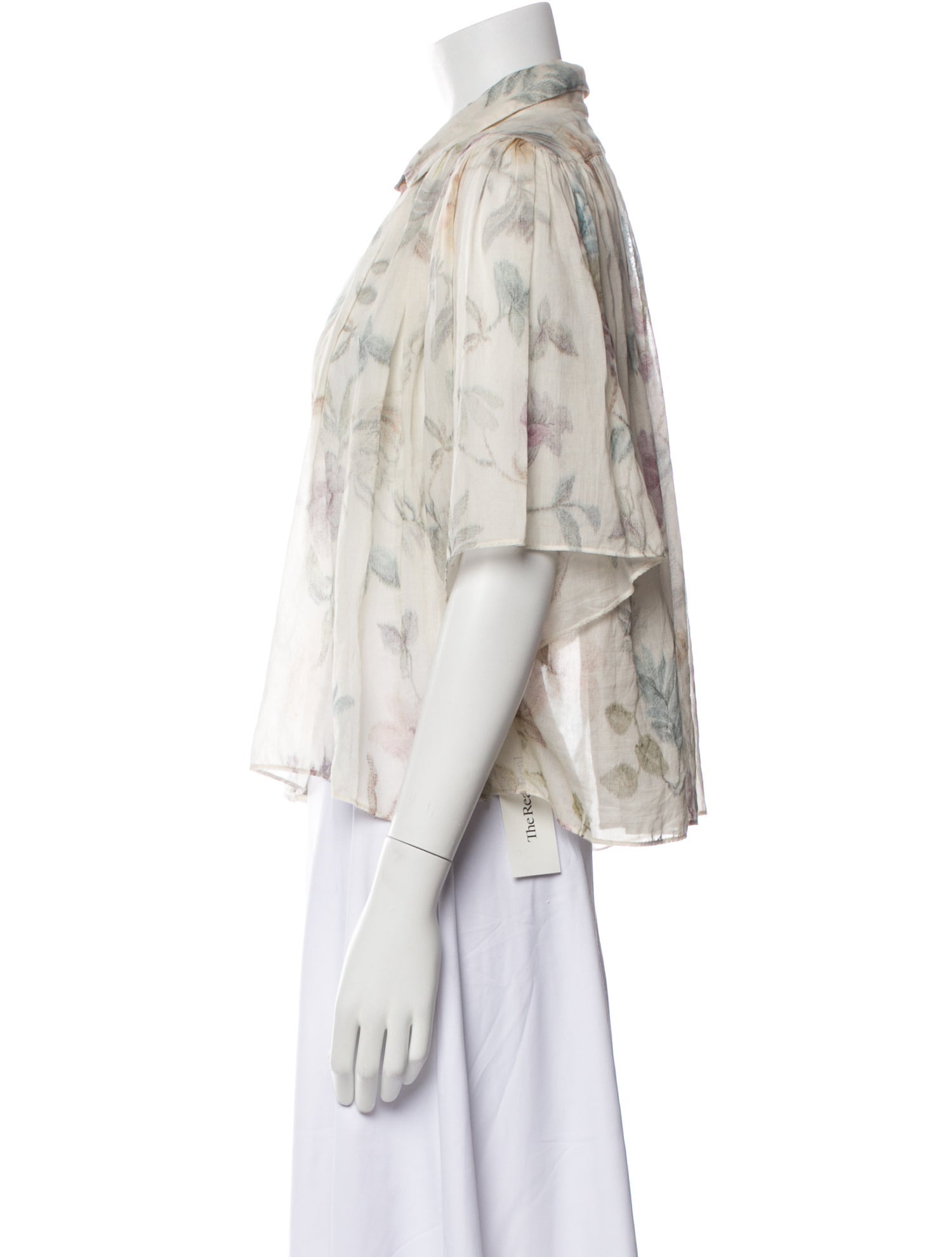 forte_forte Floral Print Three-Quarter Sleeve Blouse