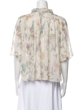 forte_forte Floral Print Three-Quarter Sleeve Blouse