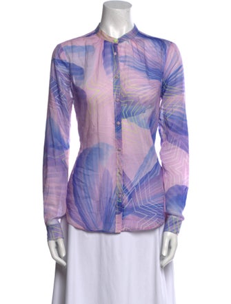 forte_forte Printed Long Sleeve Button-Up Top
