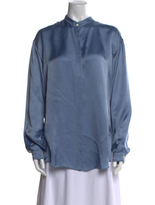 forte_forte Mock Neck Long Sleeve Button-Up Top