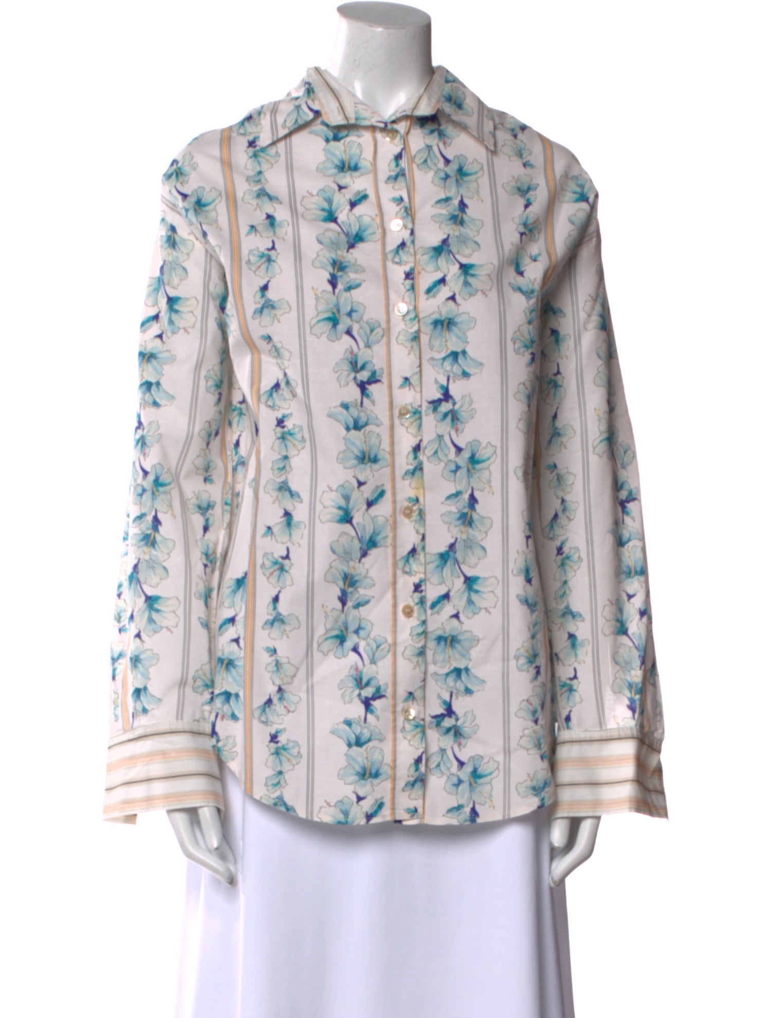 forte_forte Printed Long Sleeve Button-Up Top