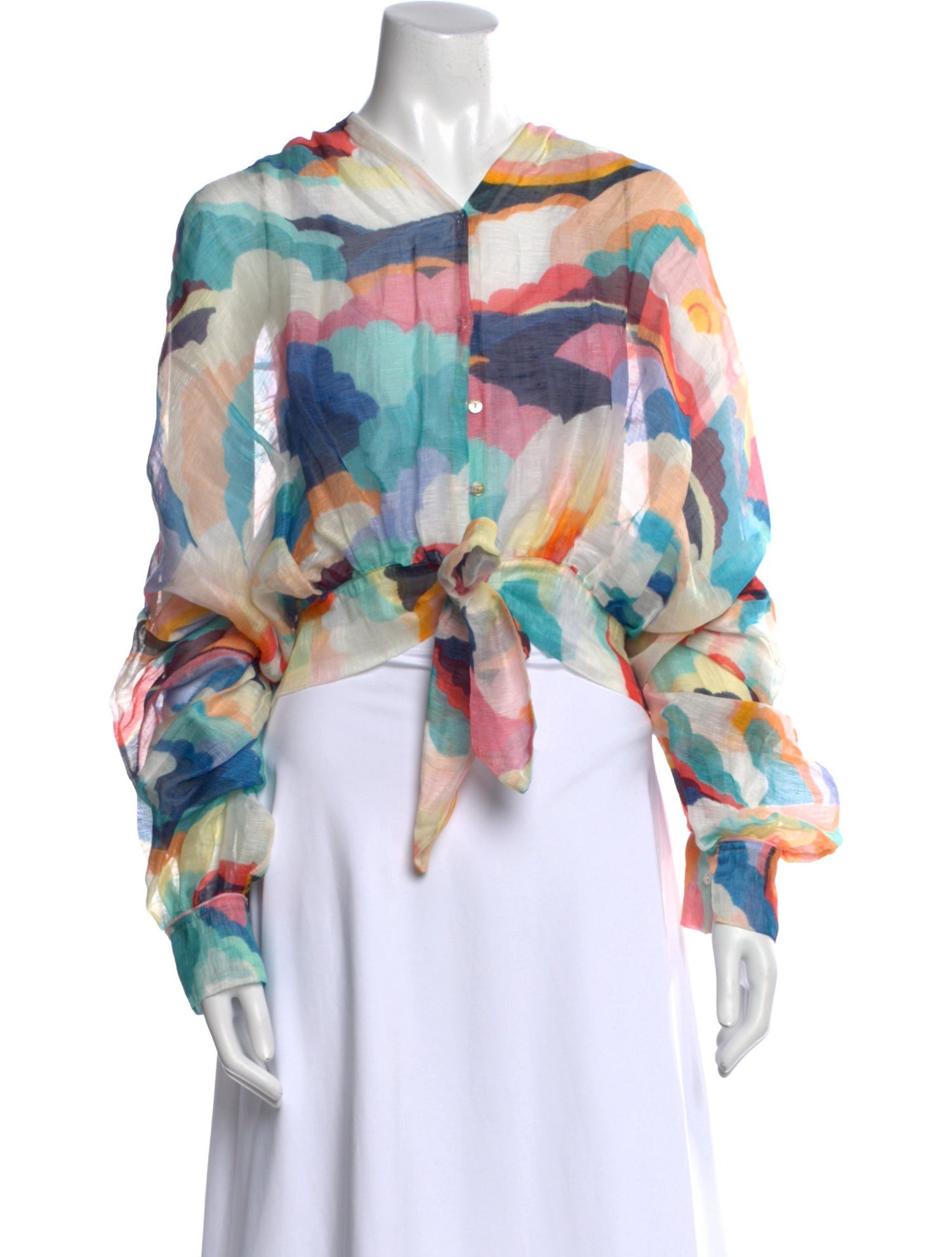 forte_forte Linen Floral Print Crop Top