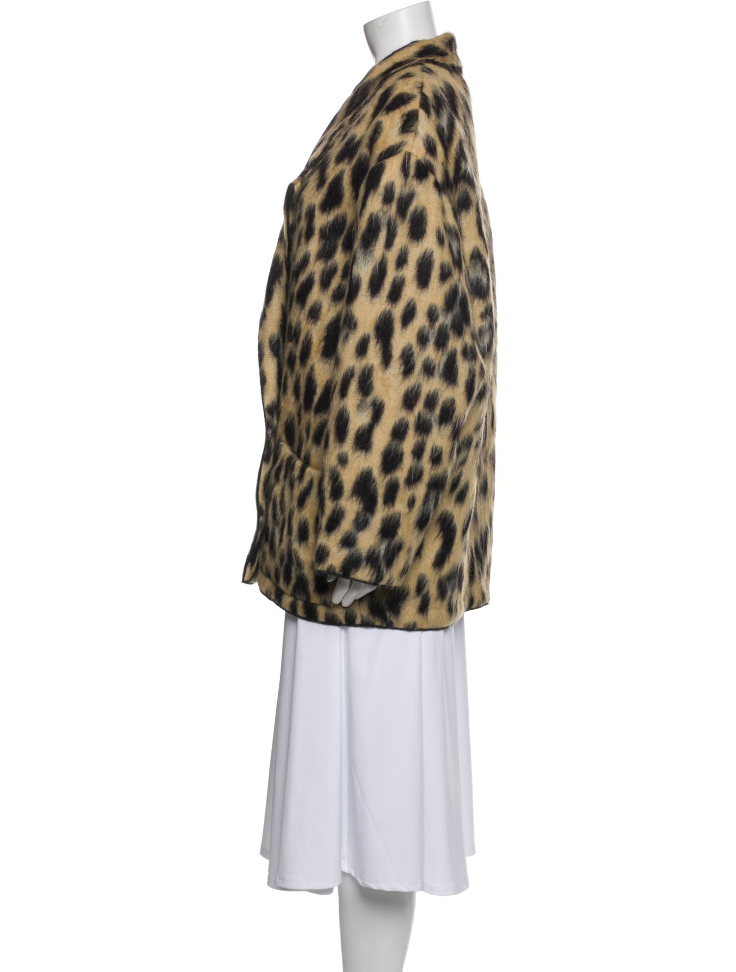 forte_forte Virgin Wool Animal Print Faux Fur Coat